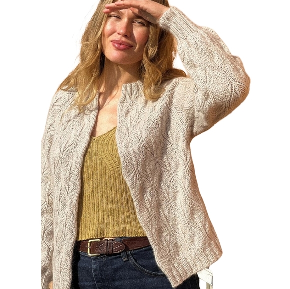 Lucky Brand Sweaters - Lucky Brand Chunky Cable Knit‎ Cozy Cardigan Sweater Cream Beige Size Medium New